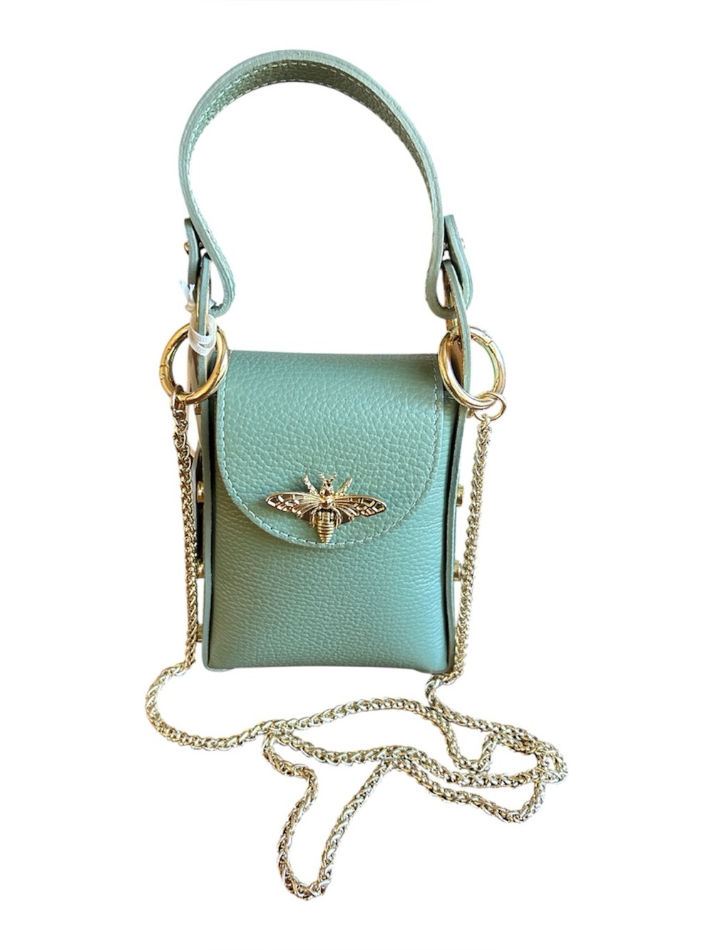 Italian Leather Queen Bee Crossbody Phone Bag Pouch NWT."